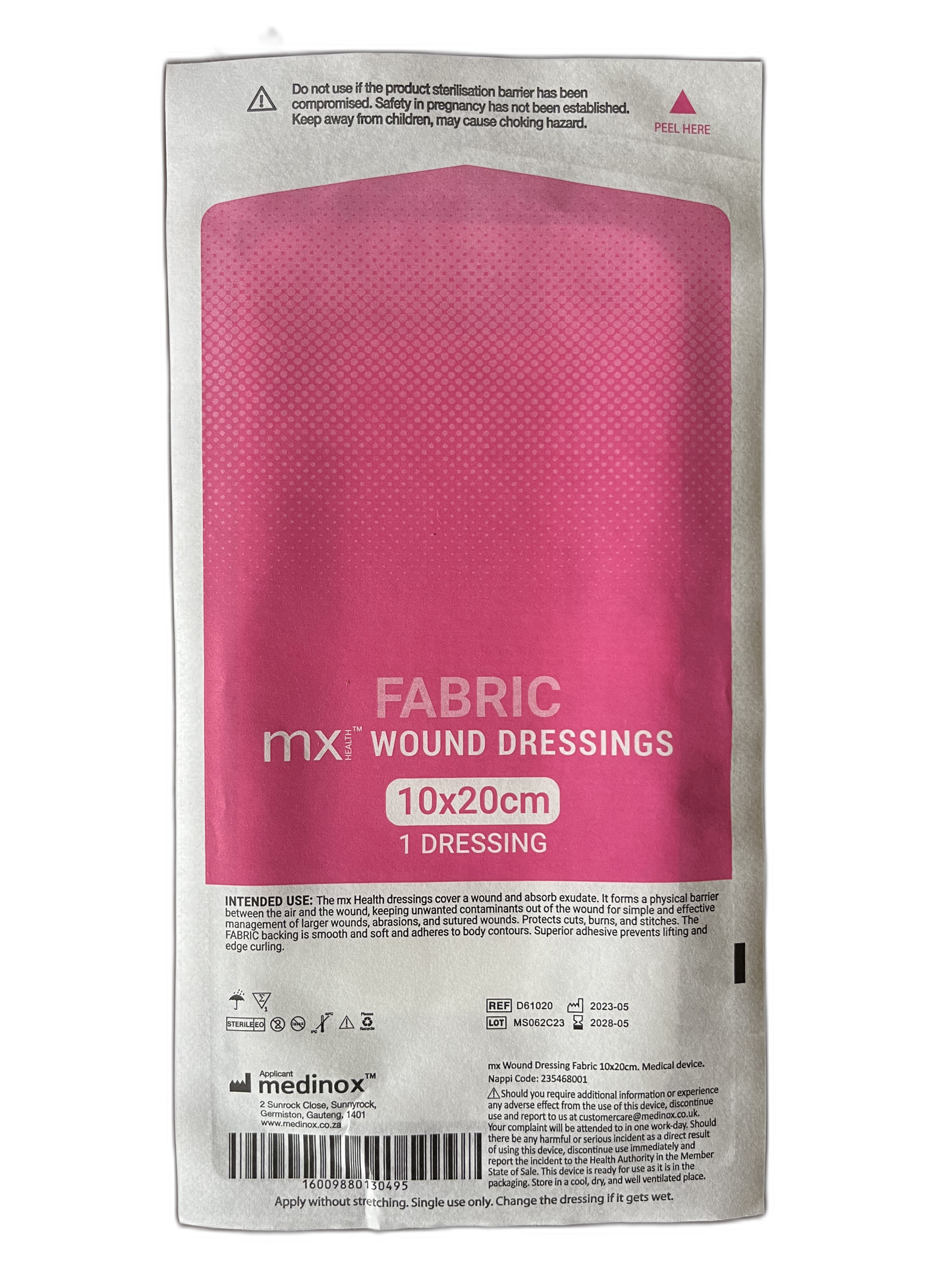 MX Fabric Wound Dressing 10cm x 20cm, 1's